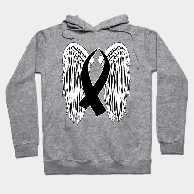 Winged Awareness Ribbon (Black) Hoodie by BlakCircleGirl